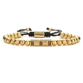 Bracciale a corona regolabile con perline e pietre nere con cordino per uomo e donna - Oro