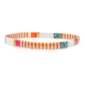 Bracelet bohème en perles Tila extensibles aux tons orange, blanc et doré brillant - Rose Iridescent Turquoise