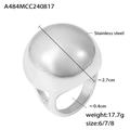 Anello a cupola in acciaio inossidabile argento lucido con specifiche di misura - US 6 / Color Acciaio