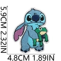 Toppa ricamata con cane blu e rana per decorazione vestiti bambini, altezza 5.9cm - X11XG-14-02