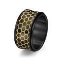 Leuchtender Bienenwabe Drehring für Herren aus schwarz goldnem Edelstahl Finish - US 8 / Schwarz