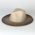 Klassischer britischer Fedora-Hut aus Wollfilz mit breiter Krempe und Farbverlauf - Verstellbar / Creme zu Dunkelbraun Farbverlauf
