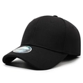 Black closed-back baseball cap in spandex fabric with silver size sticker on the brim - One Size / Black