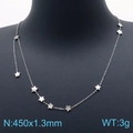 Silver star choker necklace in titanium steel, 450mm length and 1.3mm width - Steel