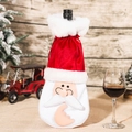 Christmas Santa velvet wine bottle cover with white fur trim and drawstring closure - Wisdom Santa Style