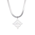 Silver stainless steel witch knot pendant necklace with flat snake chain for women - Steel