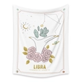 Artistic Libra constellation tapestry with crystals and pink roses on beige fabric - Libra