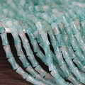 Rice-shaped turquoise glass bamboo beads with brown patterns for DIY jewelry - 6x12mm Marbled Cyan Coffee (1Pc)