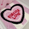 Plush tufted heart-shaped seat cushion with Forever Love embroidery and soft fur texture - 41*41cm / Square Pink Heart LOVE