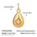 Detail view of 18K gold stainless steel teardrop pendant with dimensions and weight info - Teardrop Star Shape (YYAC025091)