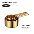 Set da 4 misurini in acciaio inossidabile dorato con incisioni di precisione - Set di 4 Tazze Misuratrici con Manico in Filo d'Oro in Scatola