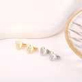 Gedetailleerde close-up van stijlvolle hartvormige letter N oorknopjes in goud en zilver. - Wit K/Zilver / Letter N