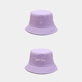Lavender bucket hat with embroidered smiley face and Night Call text in white - M (56-58cm) / Light Purple
