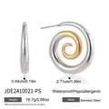 Dettaglio di orecchini a spirale in acciaio inossidabile bicolore con misure e proprietà - Stile Spirale Bicolore Oro E Argento (JDE2410021-PS)