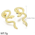 Gouden roestvrijstalen slangenoorbellen met fijne schubbenstructuur, 40x17mm - Omwikkelde Slangenknopjes Stijl (KE101362-BNJ) / Goud