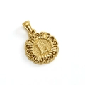 Golden round pendant with letter I design featuring intricate filigree hollow pattern - Letter L Style (L-Single Pendant)