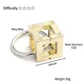 Casse-tête cube géométrique de 34mm avec anneau en alliage et structure dorée, niveau 4 - Boîte A