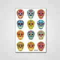 Halloween sugar skull temporary tattoos for kids with colorful Day of the Dead designs - Gold Foil Sugar Skull (WE-052) / 105*110mm