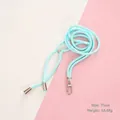 Light blue braided lanyard with silver metal clip 71cm long weighing 15.65g - Green