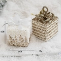 White and gold pearl gift box ornaments with glitter ribbons for Christmas tree decor - 6cm Champagne Gift Box 2 Pieces