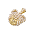 Collana chic con ciondolo a forma di orso 3D in oro con perle e cristalli scintillanti - VD1307 Stile Perla Testa di Orso Oro