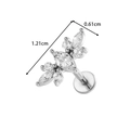 Clou d'oreille fleur argenté avec zircons clairs, dimensions 1,21 cm et 0,61 cm - Style Cluster de Fleurs (2610-8# Argent)