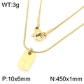 Vergulde roestvrijstalen ketting met vierkante hanger letter L en slangenketting - Gouden Letter L (KN293438-Z)
