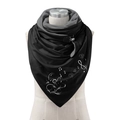 Women's warm scarf with musical notes and floral print featuring adjustable metal clip - 66-Black Music Floral
