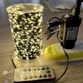 Guirlande lumineuse LED blanc chaud avec fil vert, télécommande et adaptateur secteur - 50 Mètres 500 LEDs / Blanc Chaud