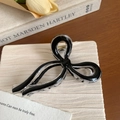 Elegant black and clear ribbon shark hair clip with metal spring for women's updos - Black