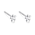 Minimalist S999 sterling silver flower stud earrings with polished silver finish - Five-Petal Small Flower Studs
