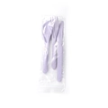 Light purple wheat straw cutlery set including spoon, fork, and knife in clear packaging - Purple / PE Bag