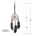 Colgante atrapasueños para coche hecho a mano con plumas naturales y cuentas de madera - 8cm / Azul-Verde (MS0044)