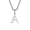 Minimalist stainless steel necklace with letter A pendant and box chain for women - A-Silver