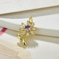 Detail of sunflower pendant with purple center stone and clear crystal petals - Pendant Only (No Chain) / Purple