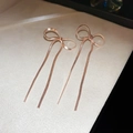Elegant rose gold bowknot earrings with long snake chain tassels for a feminine look - Rose Gold Bowknot Snake Chain Tassel Earrings (40# Silver Needle - Rose Gold (Real Plated))
