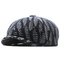 Octagonal newsboy hat in black and grey wash denim with textured wavy patterns - Adjustable / Dark Blue