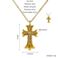 Kruis hanger ketting van 18k verguld roestvrij staal met witte fonkelende strass - Gothic Retro Stijl Met Steentjes (1629)
