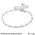 Silver bead titanium necklace with flat oval sequins and adjustable extension chain - 200mm*2mm / White