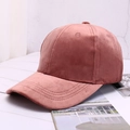 Pink velvet baseball cap with minimalist plain design and large brim in side view - One Size / Dusky Pink