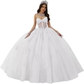Elegante witte prinsessenjurk met hartvormige halslijn en 3D-bloemenkant details - Wit / 3XL