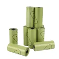 Grass green biodegradable dog waste bags with black animal prints on compact rolls - Solid Color Without Print / 1mil Army Green Big Dog Print (Paper Core)