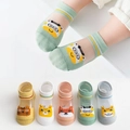 Chaussettes résille pour enfants avec motifs animaux mignons en cinq couleurs vives - 3-5 Ans (Long. de pied rec. 13-15cm) / Bébé de la Forêt (Lot de 5 paires)