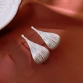 Vintage style teardrop earrings in matte silver with textured brushed metal finish - 33# Brushed Teardrop - Silver (Real Gold Plated)