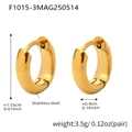 Minimalist 18K gold plated stainless steel hoop earrings in a polished golden finish - Gold (F1015-3)