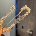 Detail of silver safety pin with pearls and rhinestone crosses for waist adjustment - Cross Pearl Style (Silver)