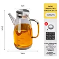 Dispensador de aceite de vidrio gris de 1000ml con escala y tapa de acero inoxidable - 1000ml / Gris Translúcido