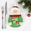 Christmas elf cutlery holder in red and green felt for festive holiday table decor - Elf