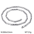 Silver stainless steel twisted curb chain necklace with lobster clasp, 550x3.5mm size - Steel Necklace 550x3.5mm(KN198571-Z)