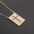 Collana a croce rettangolare dorata con pietre di zircone bianche e nere - Stile Rettangolare in Zircone Bianco e Nero Placcato Oro Reale (NF03-8) / Oro/Nero